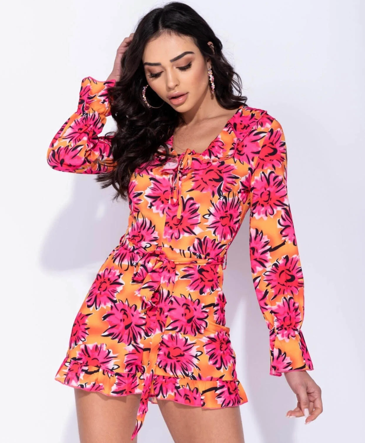 Red Floral print playsuit - Image 2