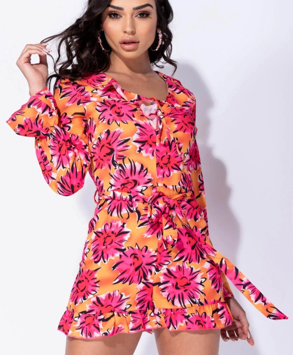 Red Floral print playsuit - Image 3