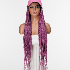 Pink cap Box Braids